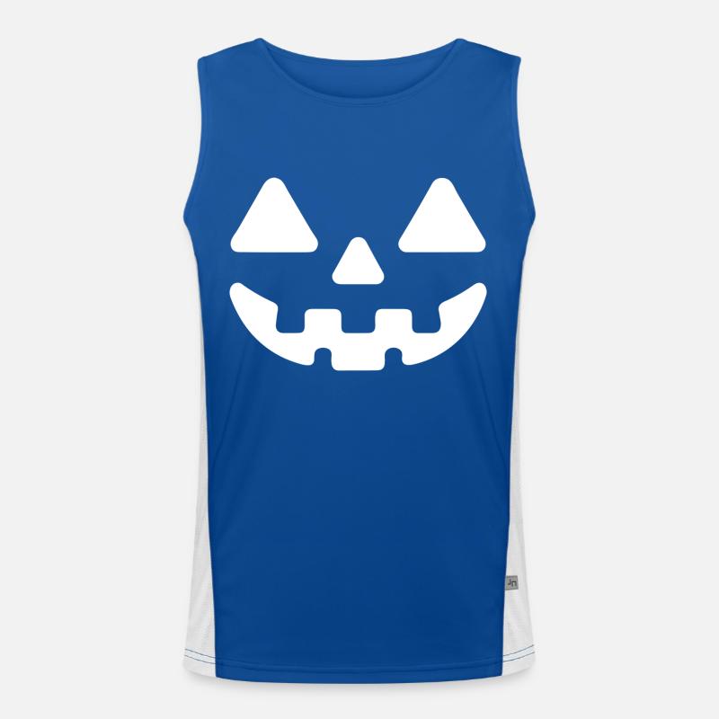 Jack o Lantern Pumpkin Face Men's Functional Contrast Tank Top 