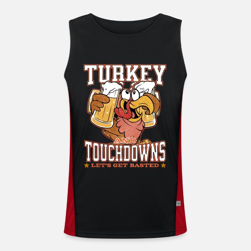 Turkey And Touchdowns Lets Get Basted Thanksgiving Funktionelles Kontrast-Tank Top für Männer 