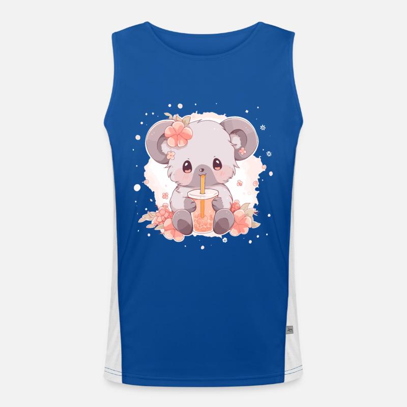Kawaii Koala Boissons Boba Bubble Tea Chibi Débardeur respirant contrasté Homme 