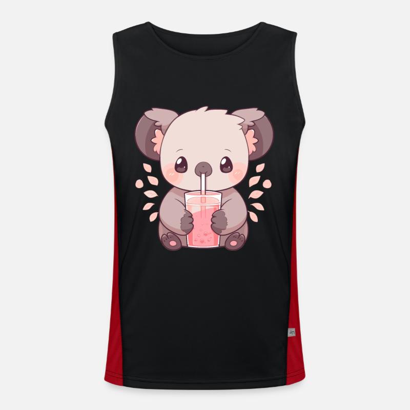 Kawaii Koala Boissons Boba Bubble Tea Chibi Débardeur respirant contrasté Homme 