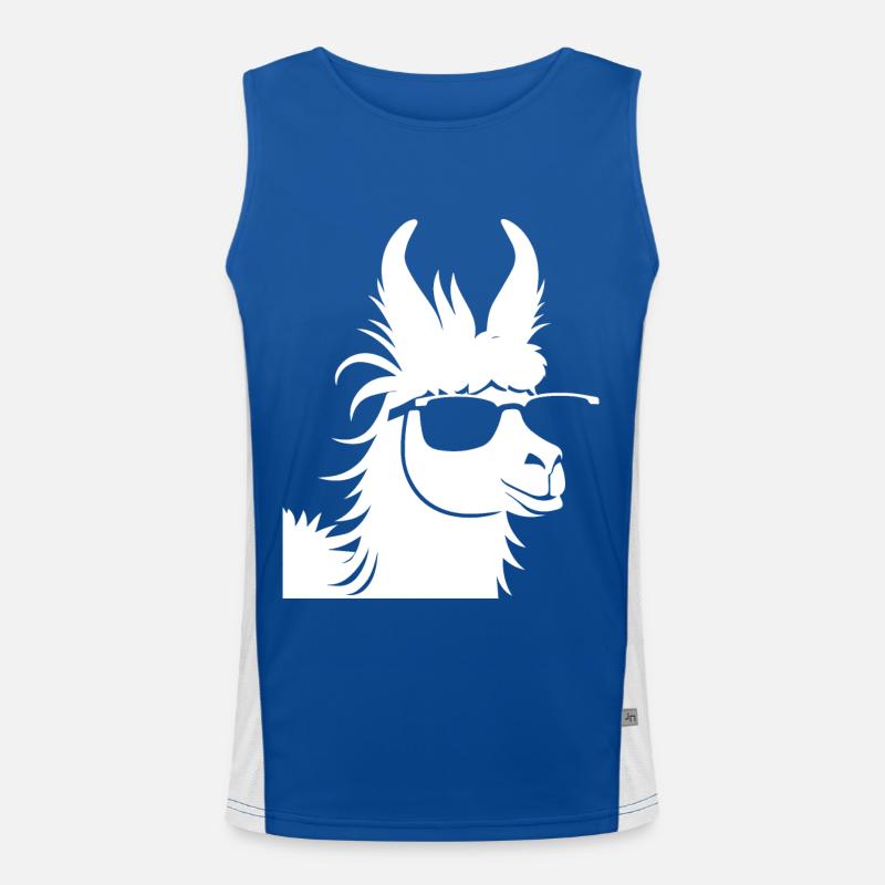 Funny Llama Wearing Sunglasses Cool Llamas Men's Functional Contrast Tank Top 