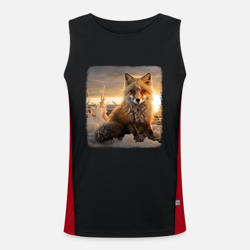 Foxes realistic fox Men's Functional Contrast Tank Top 