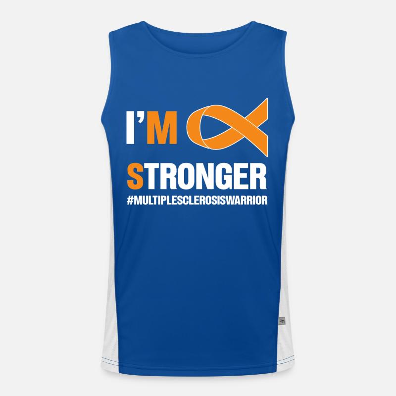 Multiple Sclerosis Warrior MS Month Orange Ribbon Men's Functional Contrast Tank Top 