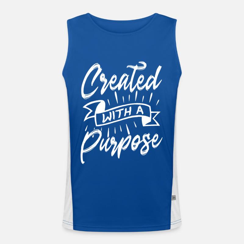 Christian Bible Verse Created with a Purpose Men's Functional Contrast Tank Top 