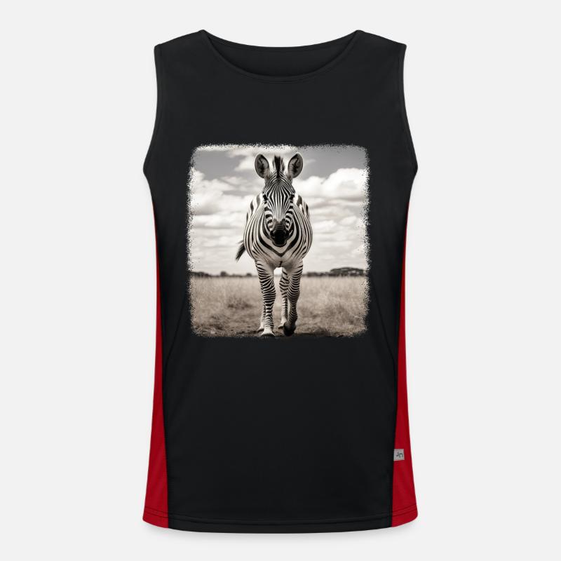 Zebras realistic Zebra - Men's Functional Contrast Tank Top - black/red