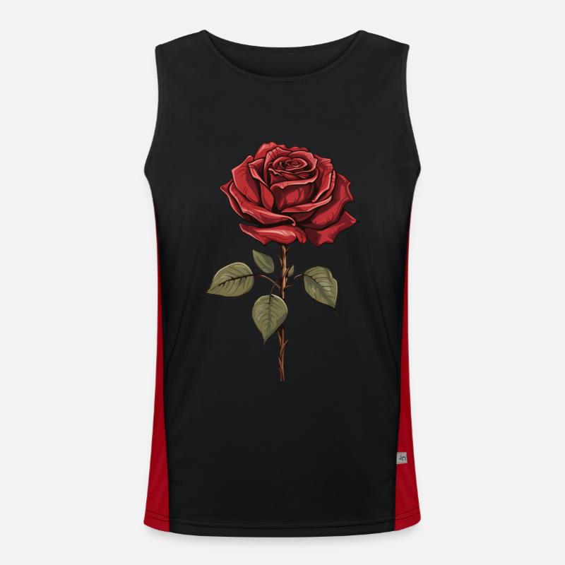Rose rouge esthétique Vintage graphique fleur cadeau Débardeur respirant contrasté Homme 