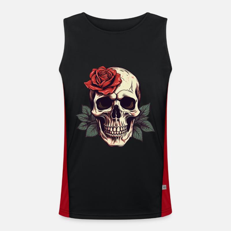 Skull Rose Aesthetic Grunge Goth Skull Men's Functional Contrast Tank Top 