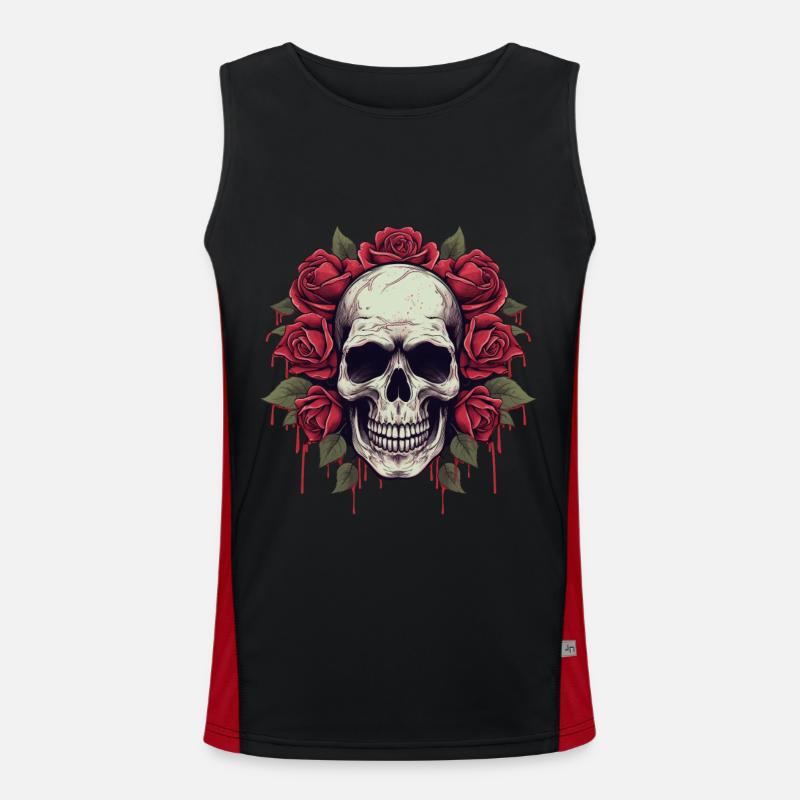 Tête de mort Roses Grunge esthétique Goth crâne Débardeur respirant contrasté Homme 
