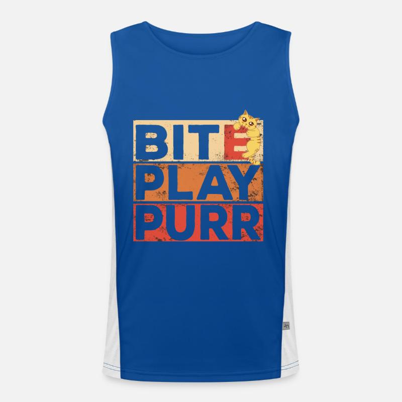 Bite, Play, Purr biting cute Kitty Design Men's Functional Contrast Tank Top 