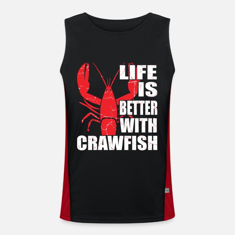 Life's Better with Crawfish Tailored Seafood Lover Men's Functional Contrast Tank Top 