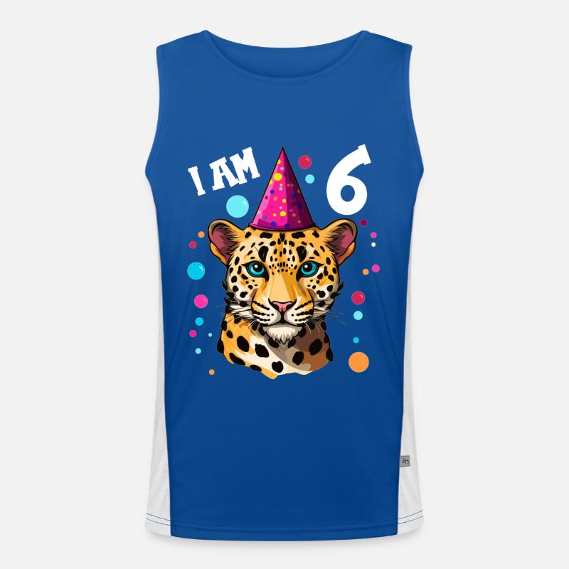 Ich bin 6 Jahre alt Leoparde Leopard 6. Geburtstag Funktionelles Kontrast-Tank Top für Männer 