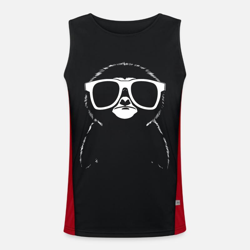 Sloths Anime Sloth Manga Sloth Sunglasses Men's Functional Contrast Tank Top 