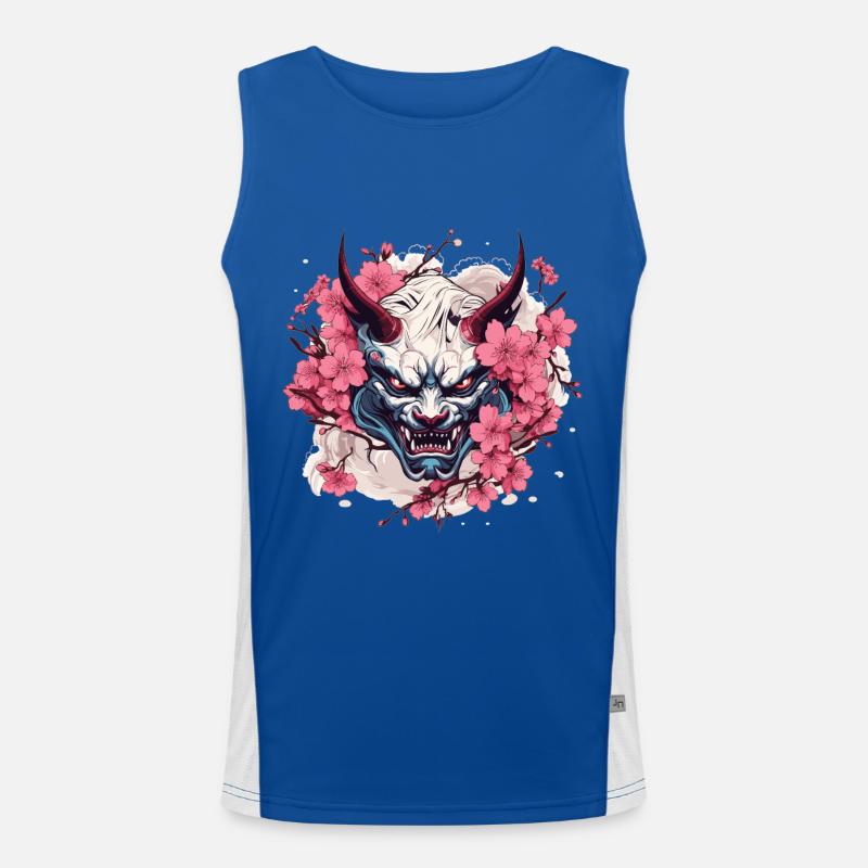 Japanischer Hannya Dämon Samurai Warrior Oni Maske Funktionelles Kontrast-Tank Top für Männer 