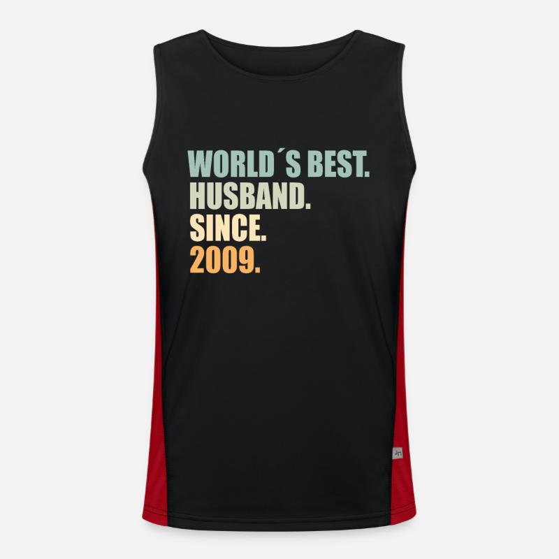 Bester Ehemann seit 2009 15.Hochzeitstag Funktionelles Kontrast-Tank Top für Männer 
