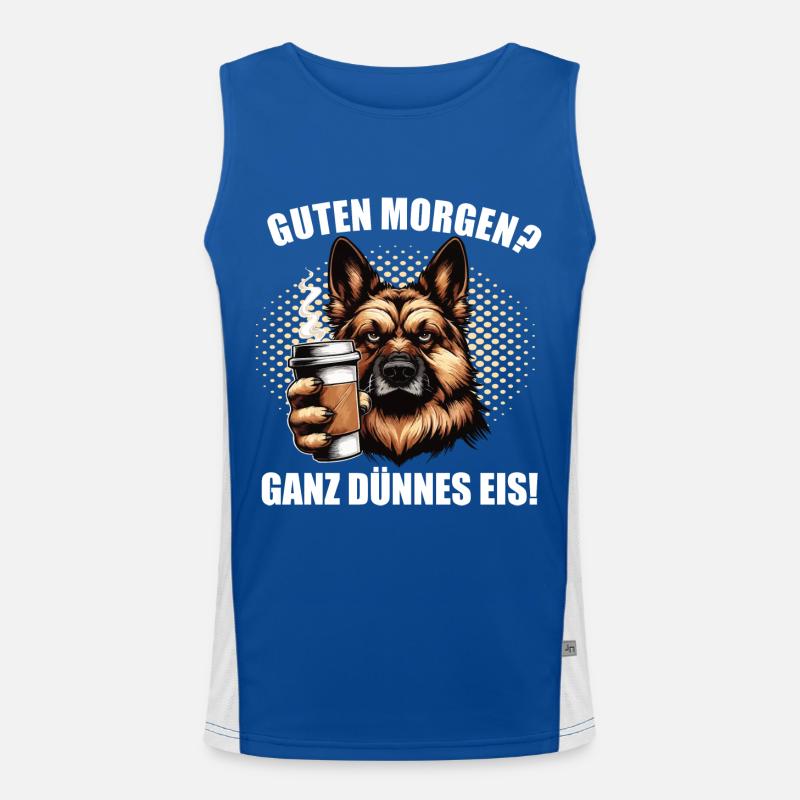 Guten Morgen ganz dünnes Eis Deutscher Schäferhund Funktionelles Kontrast-Tank Top für Männer 