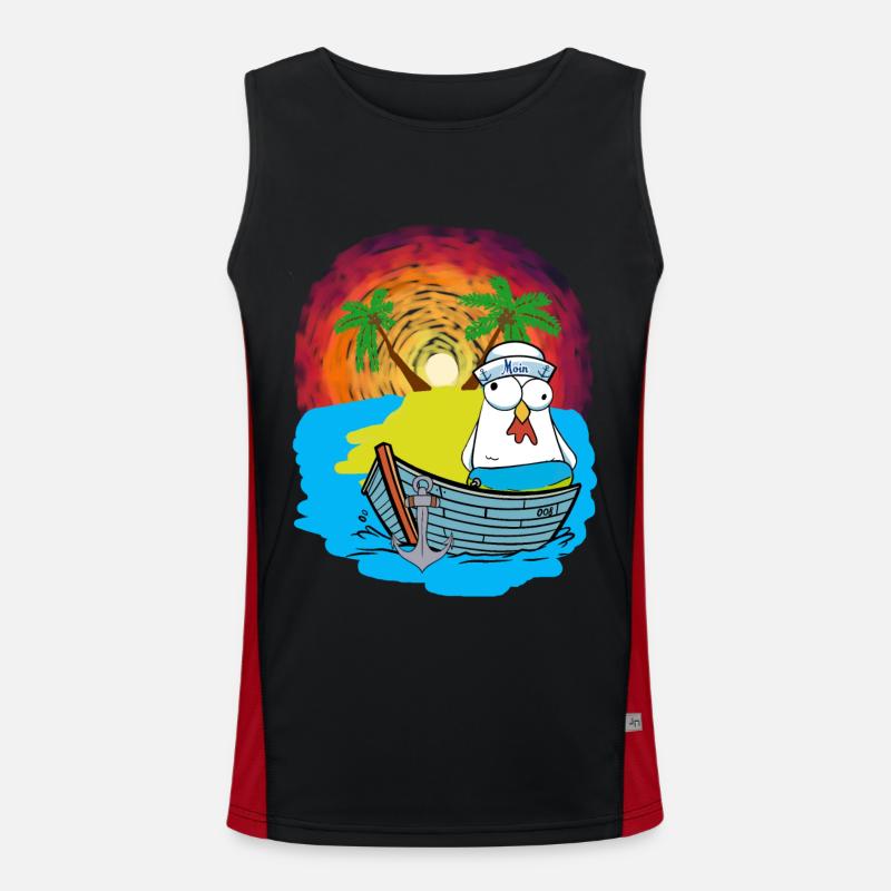 Hühner Matrosen Boot Strand Schwimmring Ahoi Funktionelles Kontrast-Tank Top für Männer 