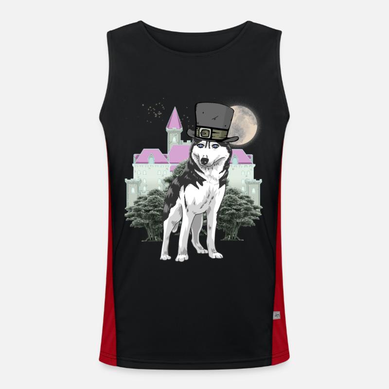 Wolf Fantasy Wölfe Märchenfigur Märchen Schloss Funktionelles Kontrast-Tank Top für Männer 
