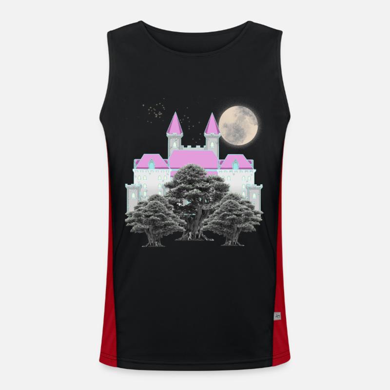 Retro Vintage Fairy Tale Castle Moon Forest Castle Men's Functional Contrast Tank Top 