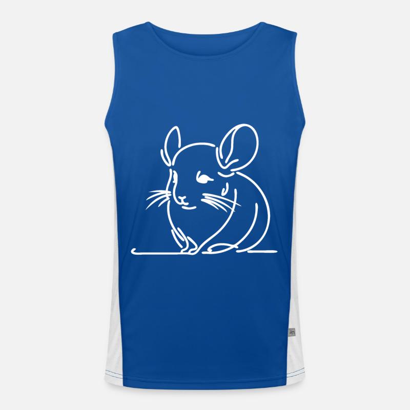 Simple Line Art Rodetn Drawing Chinchilla Men's Functional Contrast Tank Top 