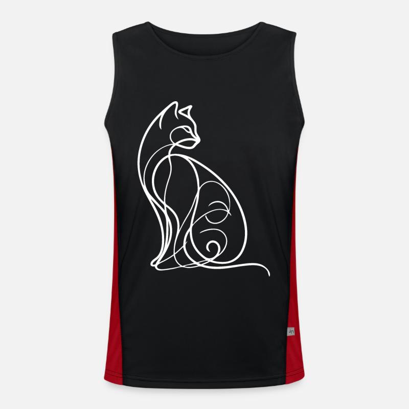 Dessin de chat chaton simple au trait Débardeur respirant contrasté Homme 
