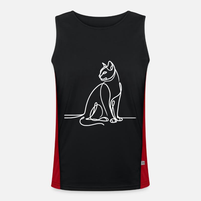 Simple Line Art Chaton Chat Oeuvre Dessin Chat Débardeur respirant contrasté Homme 