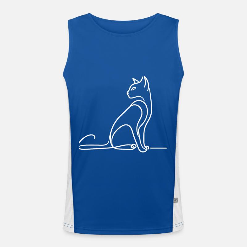 Simple Line Art Chaton Chat Oeuvre Dessin Chat Débardeur respirant contrasté Homme 