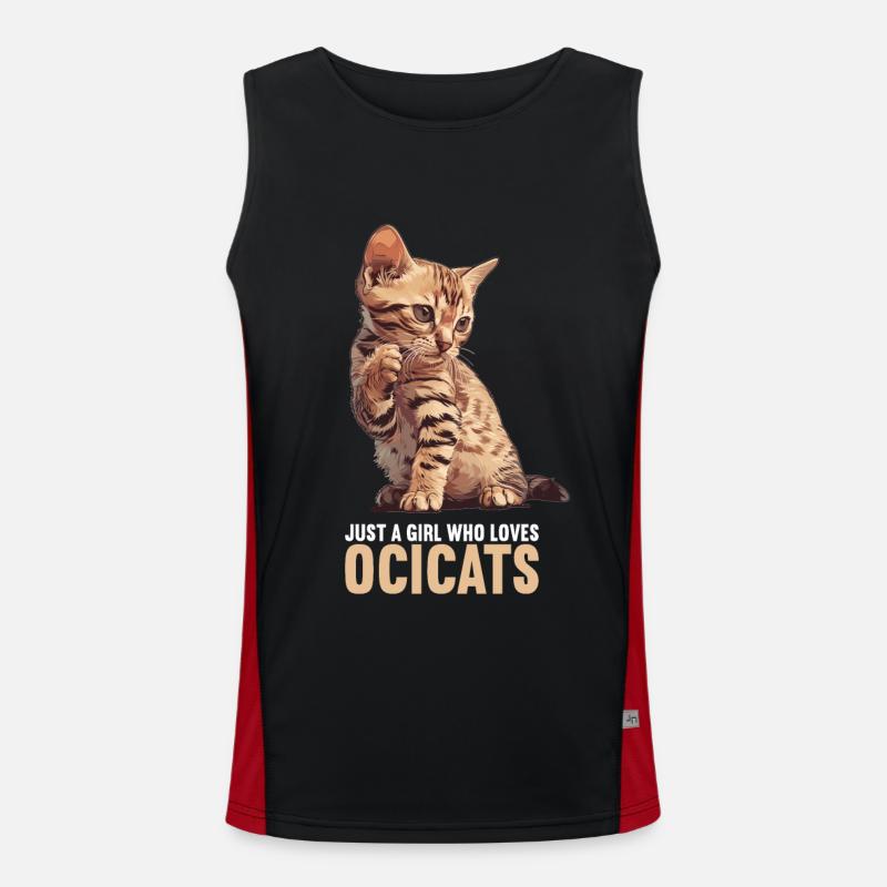 Ocicat Kitten Ocicat Cat - Men's Functional Contrast Tank Top  - black/red
