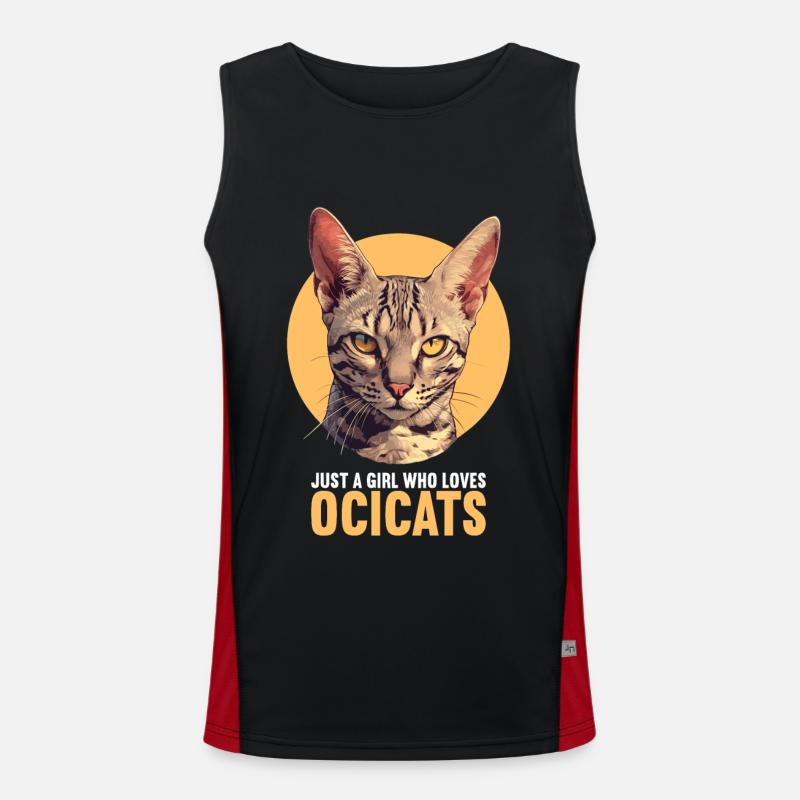 Ocicat Kitten Ocicat Cat - Men's Functional Contrast Tank Top  - black/red