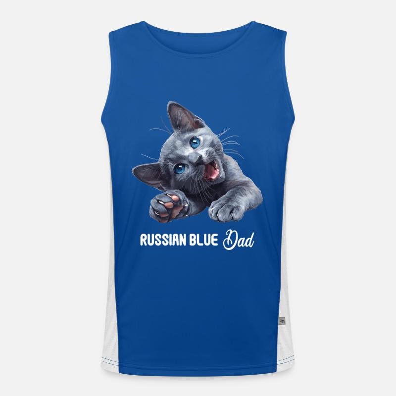 Chat bleu russe Russisch Blau Katze Débardeur respirant contrasté Homme 