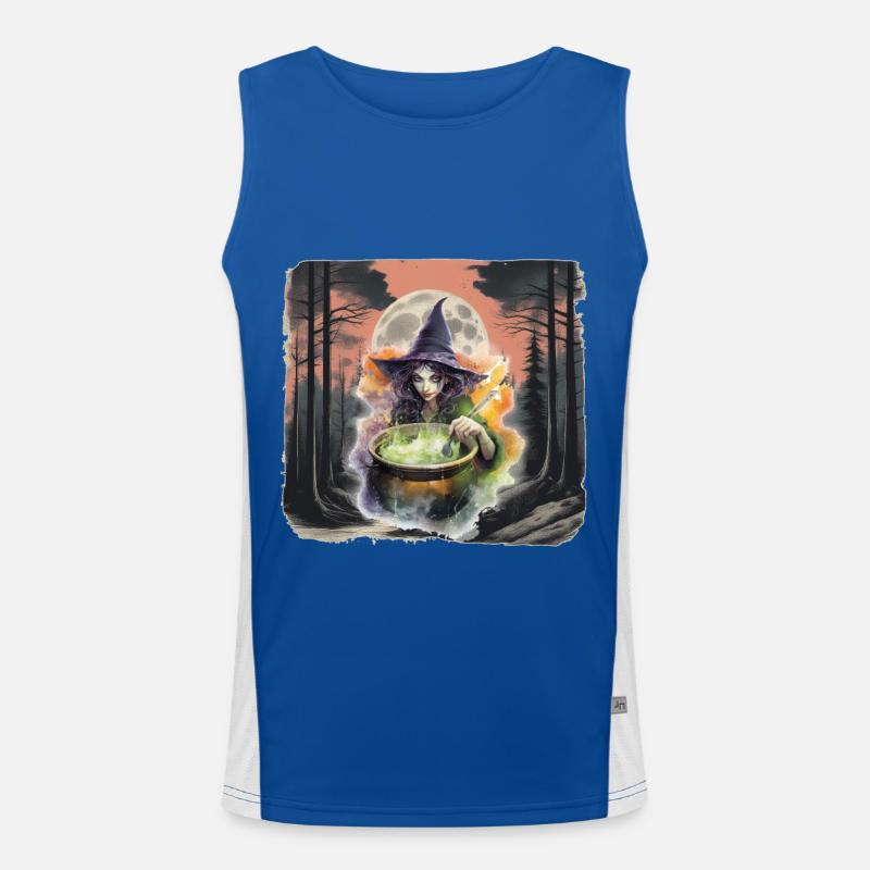 Wald Hexe Halloween Märchenfigur Kind Funktionelles Kontrast-Tank Top für Männer 