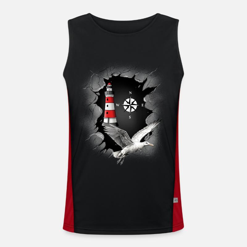 Seagull Lighthouse Compass Maritime Men's Functional Contrast Tank Top 
