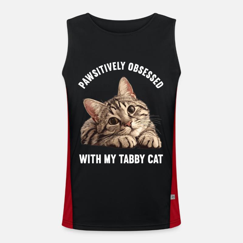 Tabby Kitten Tabby Cat - Men's Functional Contrast Tank Top  - black/red