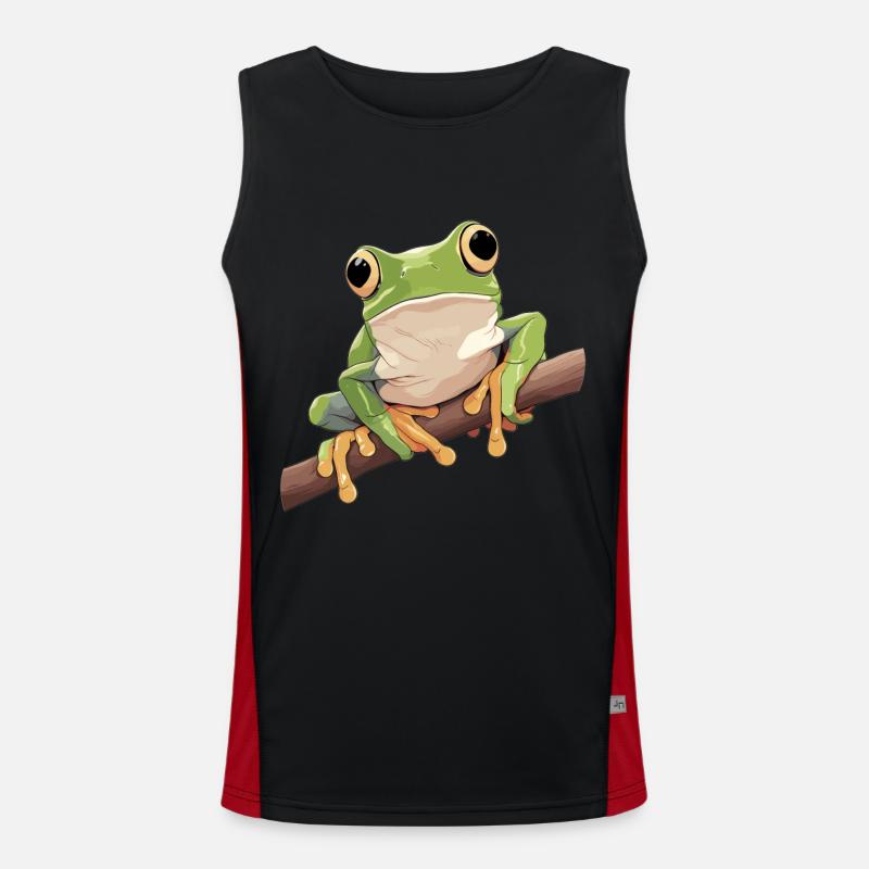 Tree Frog Baumfrösche Baumfrosch - Men's Functional Contrast Tank Top  - black/red
