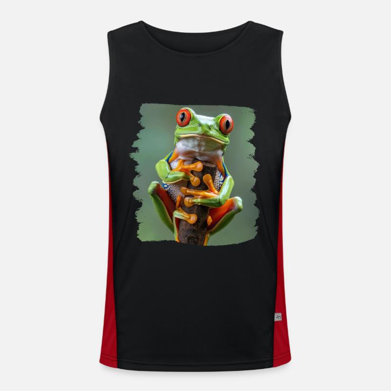 Tree Frog Baumfrösche Baumfrosch - Men's Functional Contrast Tank Top  - black/red