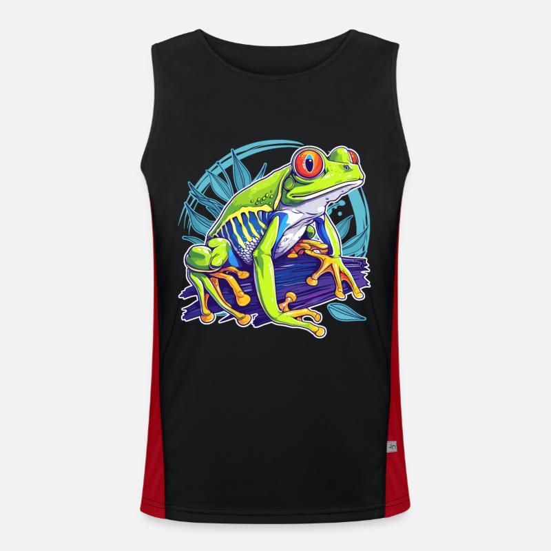 Tree Frog Baumfrösche Baumfrosch - Men's Functional Contrast Tank Top  - black/red