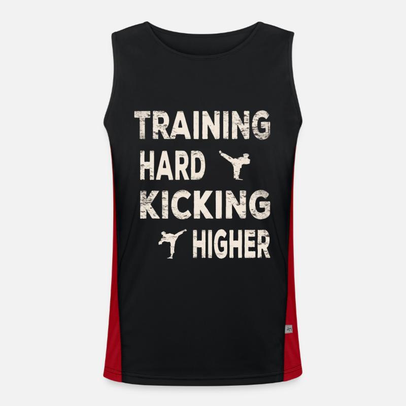 Training Hard Kick Higher Taekwondo Master Drills Funktionelles Kontrast-Tank Top für Männer 