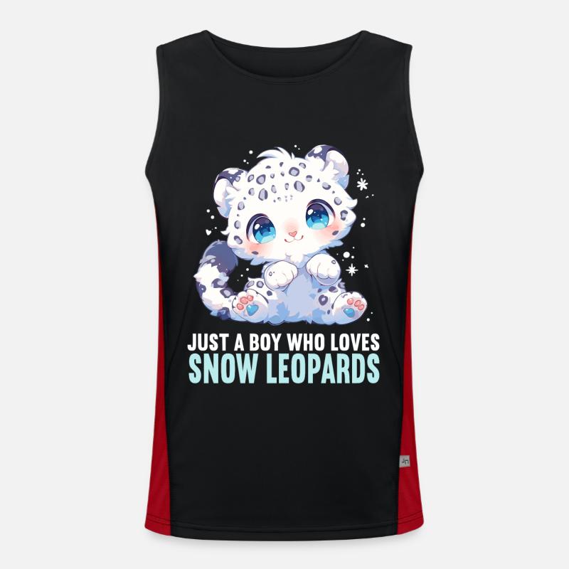 Snow Leopard Schneeleoparden Schneeleopard - Men's Functional Contrast Tank Top  - black/red