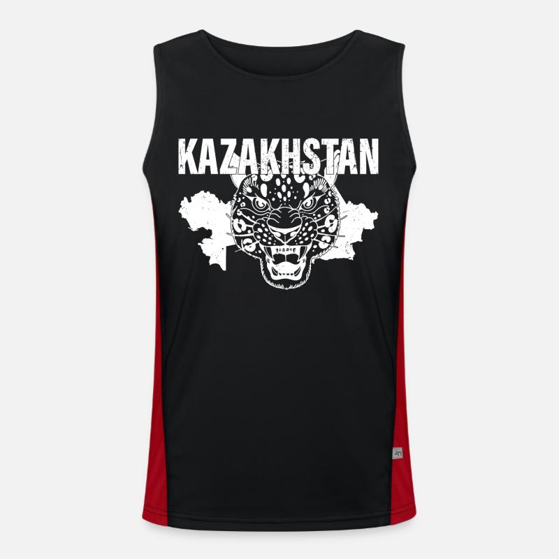 Schneeleopard National Symbol Kasachstan Jurte Funktionelles Kontrast-Tank Top für Männer 