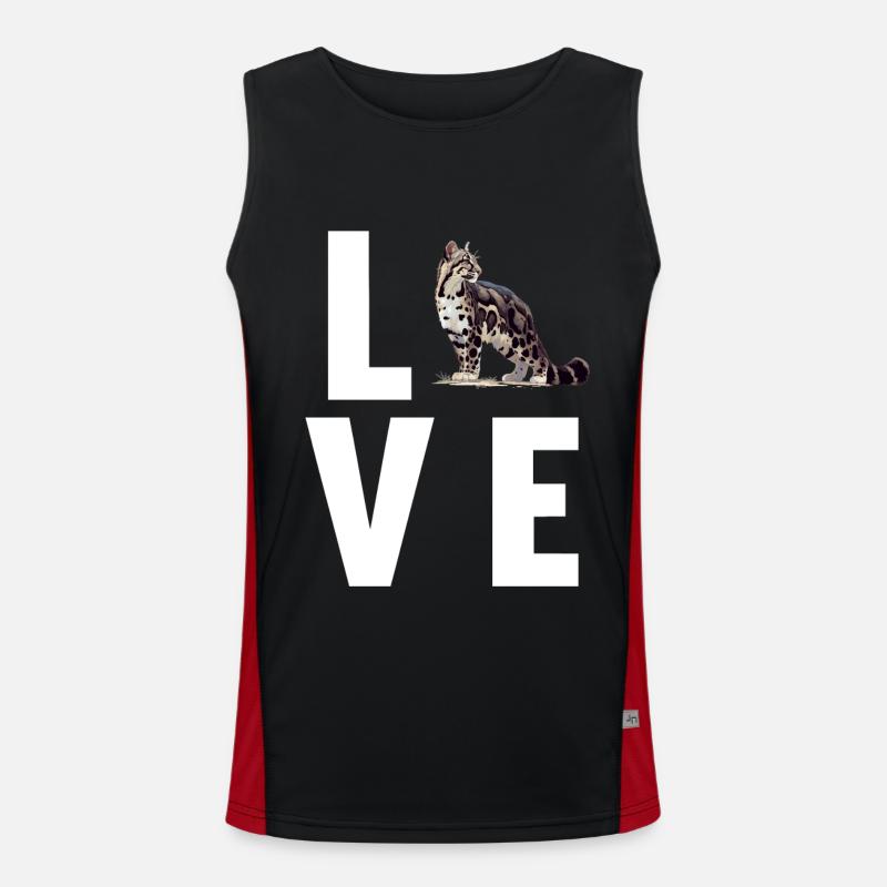 Clouded Leopard Nebelparder - Men's Functional Contrast Tank Top  - black/red