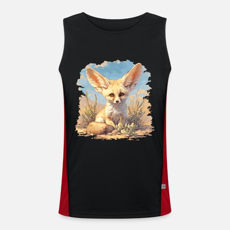 Fennec Fox Fenneks Fennek - Men's Functional Contrast Tank Top  - black/red