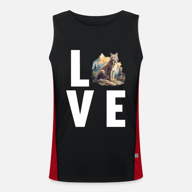 Lynx Luchse Luchs - Men's Functional Contrast Tank Top  - black/red