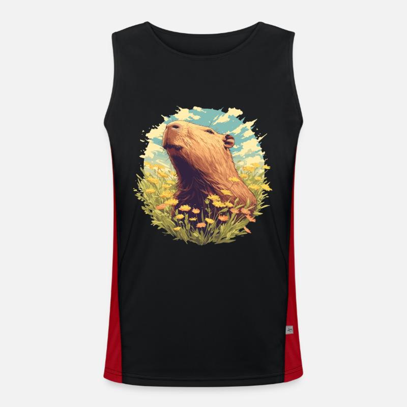 Capybaras Capybara - Men's Functional Contrast Tank Top  - black/red