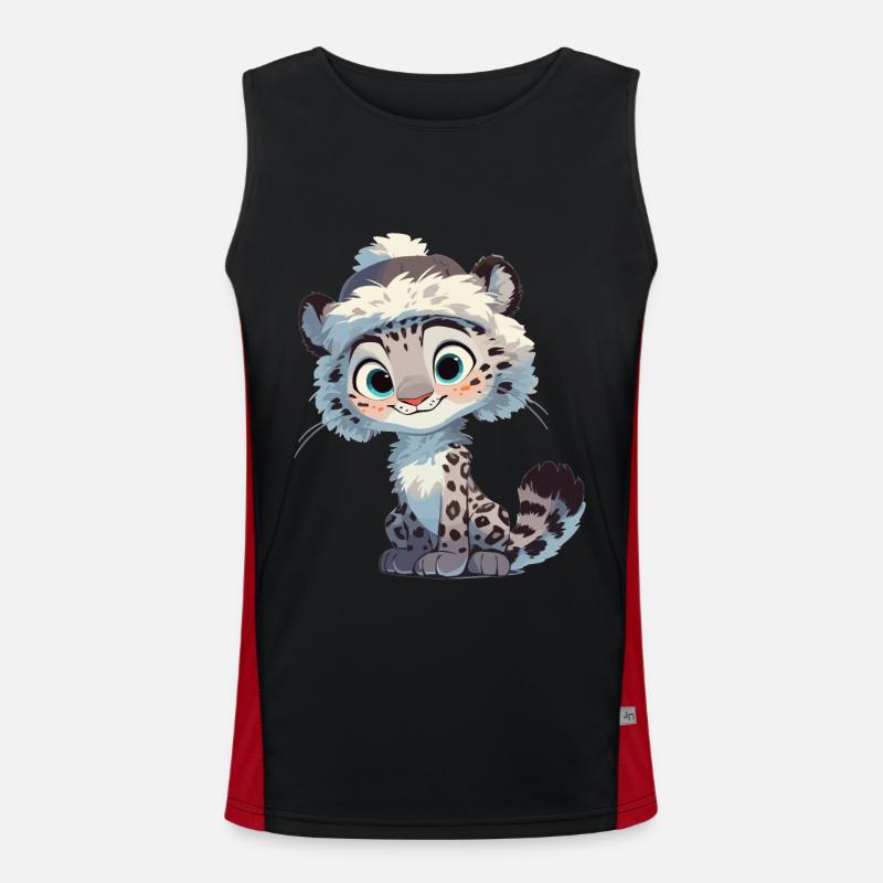 Snow Leopard Schneeleoparde Schneeleopard - Men's Functional Contrast Tank Top  - black/red