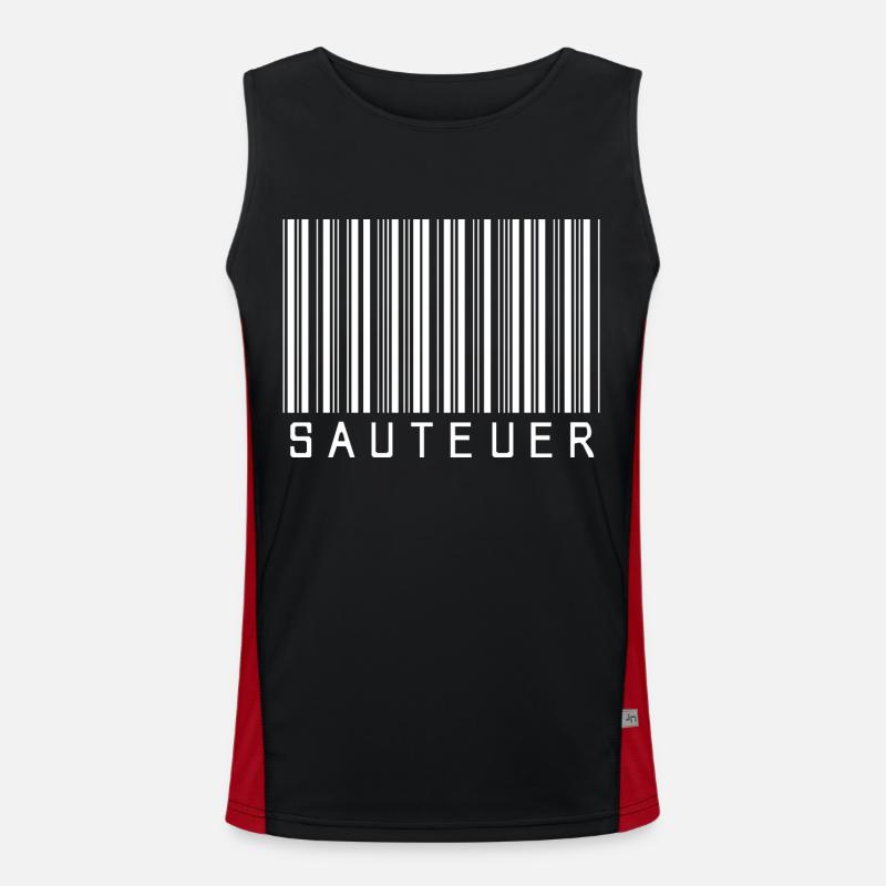Barcode "SAUTEUER" white - Men's Functional Contrast Tank Top - black/red