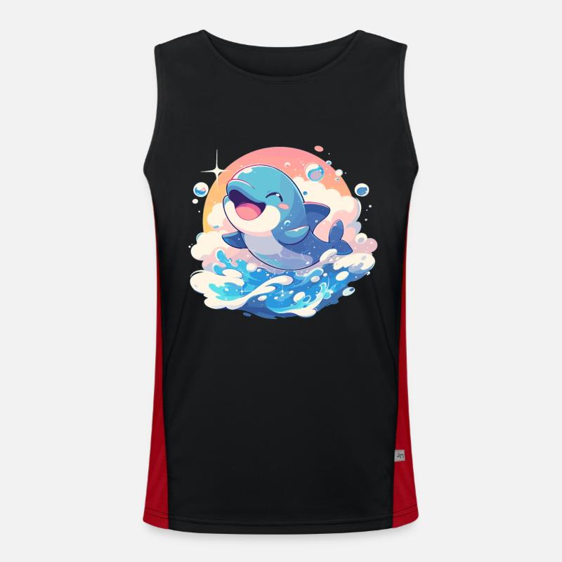 Dolphin Dolphins Dolphin - Men's Functional Contrast Tank Top  - black/red