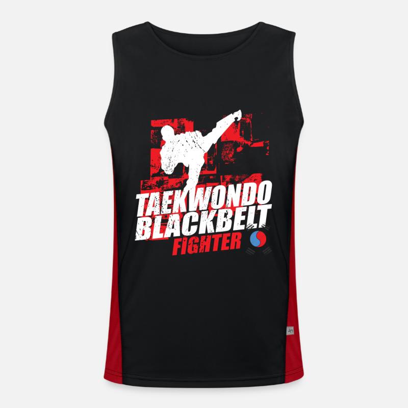 Taekwondo Blackbelt Fighter kick champion Men's Functional Contrast Tank Top 