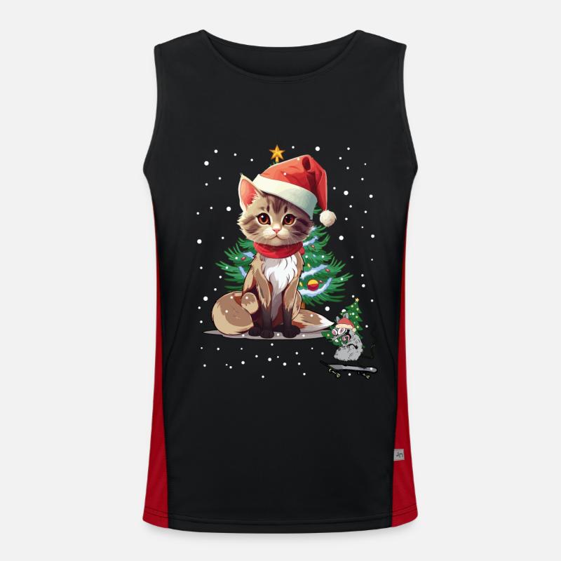 Chat Souris Noël Père Noël Débardeur respirant contrasté Homme 