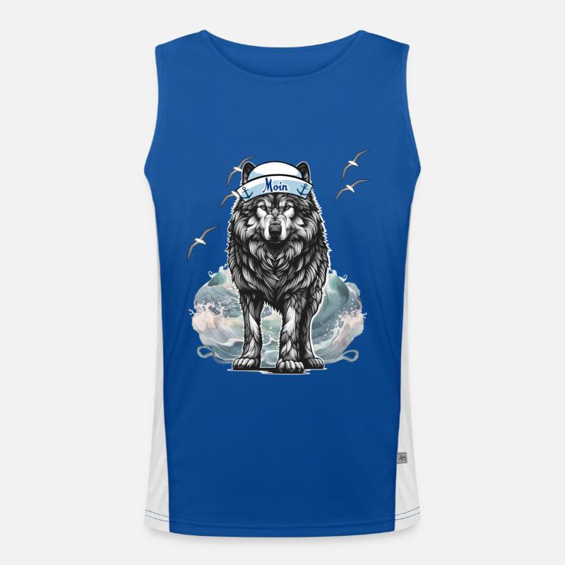 Maritim Hund Hunde Wolf Matrose Moin Ahoi Funktionelles Kontrast-Tank Top für Männer 