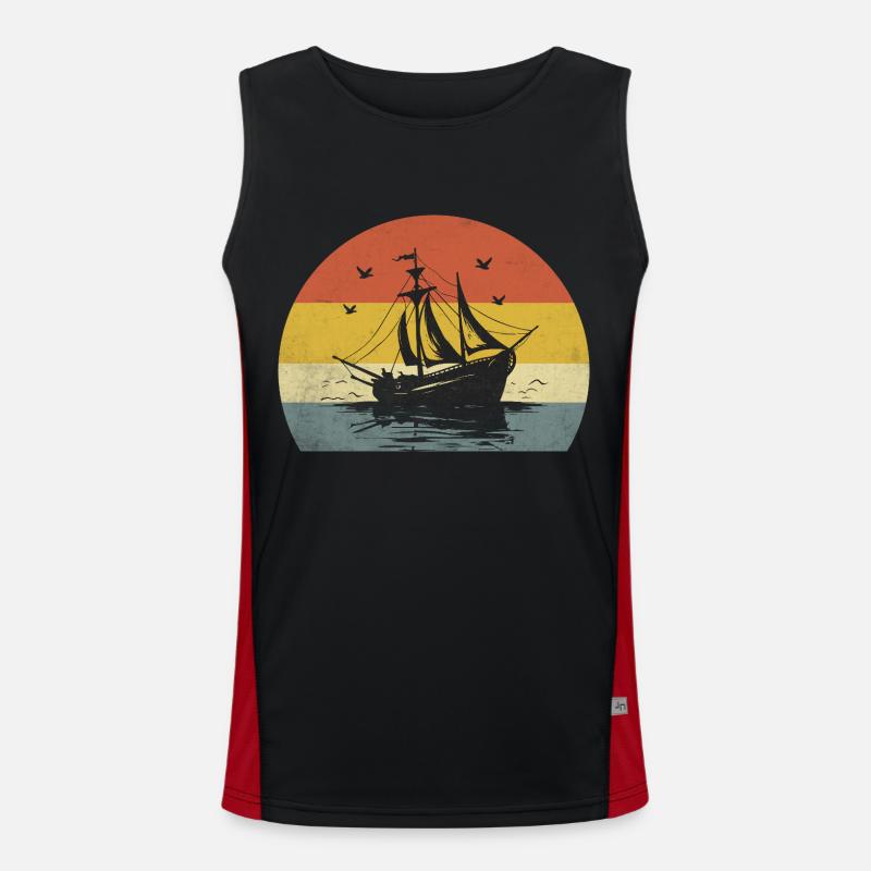 Retro Bootfahren Paddelboot Funktionelles Kontrast-Tank Top für Männer 