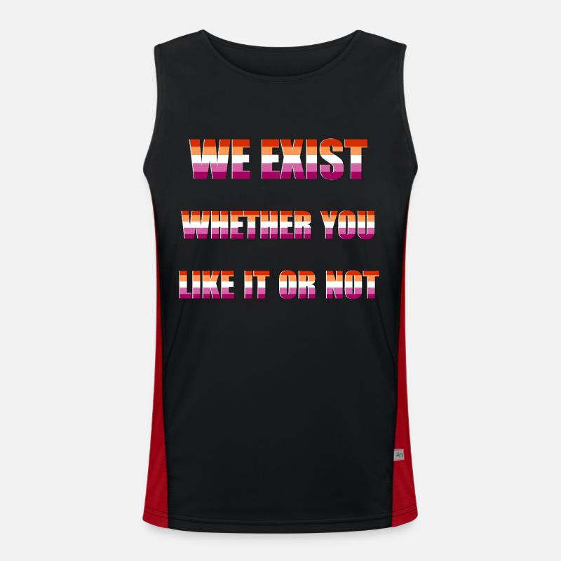 We Exist - Lesbische Flagge Funktionelles Kontrast-Tank Top für Männer 